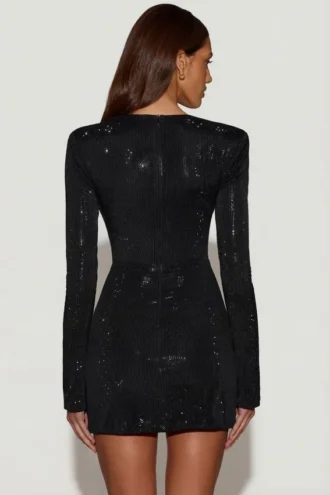 Nevina Asymmetrisk bodycon-miniklänning med dekorationer i svart
