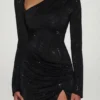 Nevina Asymmetrisk bodycon-miniklänning med dekorationer i svart