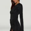 Nevina Asymmetrisk bodycon-miniklänning med dekorationer i svart