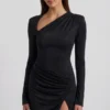 Nevina Asymmetrisk bodycon-miniklänning med dekorationer i svart