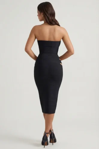 Nika Cut-Out Halterneck Bodycon Midaxi-klänning i svart