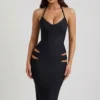 Nika Cut-Out Halterneck Bodycon Midaxi-klänning i svart