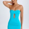 Nikko Cut-Out Bandeau Bodycon-miniklänning i turkos