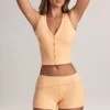 Nina Modal Foldover Mid-Rise Shorts i färgen Peach