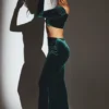 Nixie Velvet Mid-Rise Maxi Kjol i smaragdgrönt