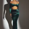 Nixie Velvet Mid-Rise Maxi Kjol i smaragdgrönt