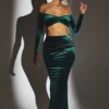 Nixie Velvet Mid-Rise Maxi Kjol i smaragdgrönt