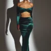 Nixie Velvet Mid-Rise Maxi Kjol i smaragdgrönt