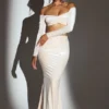 Nixie Velvet Mid-Rise Maxi Kjolar i Ivory