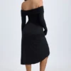 Noelle Modal Off-Shoulder Ruched Midaxi-klänning i svart