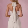 Nola miniklänning i draperad satin i färgen Ivory