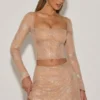 Nolene Embellished Mid-Rise A-Line Mini Kjolar i Almond