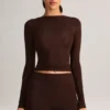Noor Modal högmidjade bodycon-shorts i chokladbrunt