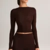 Noor Modal högmidjade bodycon-shorts i chokladbrunt