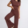 Nour Tall Mid Rise Wide Leg Trouser i chokladbrun