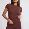 Nour Tall Mid Rise Wide Leg Trouser i chokladbrun