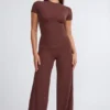 Nour Tall Mid Rise Wide Leg Trouser i chokladbrun