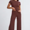 Nour Tall Mid Rise Wide Leg Trouser i chokladbrun
