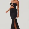 Oceane Cut Out Halter Neck Floor Length Maxiklänning i svart