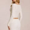 Odelia Lace Plunge Cardigan  i elfenben
