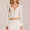 Odelia Lace Plunge Cardigan  i elfenben