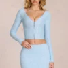 Odelia Lace Plunge Cardigan  i Powder Blue