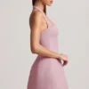Odessa Pinstripe Halterneck Structured A-Line Miniklänning i Mauve