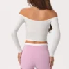 Off-shoulder-top i mjuk jersey i färgen Milk