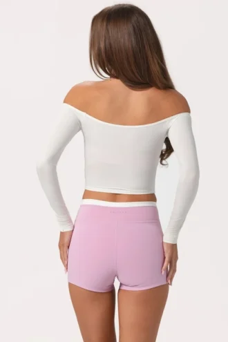 Off-shoulder-top i mjuk jersey i färgen Milk
