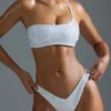 Oh Polly Badkläder: HOTFIX Edition Bandeau-bikinitopp med en axel och dekorationer i vitt