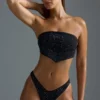 Oh Polly Badkläder: HOTFIX Edition Embellished Scarf Bandeau Bikini Toppar i svart