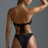 Oh Polly Badkläder: HOTFIX Edition Embellished Scarf Bandeau Bikini Toppar i svart