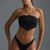 Oh Polly Badkläder: HOTFIX Edition Embellished Scarf Bandeau Bikini Toppar i svart