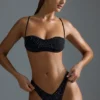Oh Polly Badkläder: HOTFIX Edition V-formade bikinibyxor med hög benöppning och dekorationer i svart