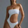 Oh Polly Swim: HOTFIX Edition Embellished Cut-Out Cheeky One-Piece Baddräkt i vitt
