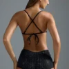 Oh Polly Swim: HOTFIX Edition Embellished Micro Bikini Top i svart