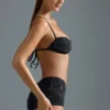 Oh Polly Swim: HOTFIX Edition Embellished Micro Bikini Top i svart