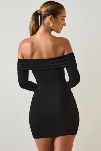 Oriana Modal Off-Shoulder Miniklänning i Svart