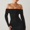 Oriana Modal Off-Shoulder Miniklänning i Svart
