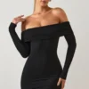 Oriana Modal Off-Shoulder Miniklänning i Svart