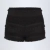 Orla Shorts med volanger och medelhög midja i svart