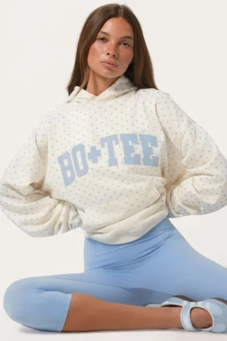 Oversized-hoodie med applikation i färgen Milk Polka Dot