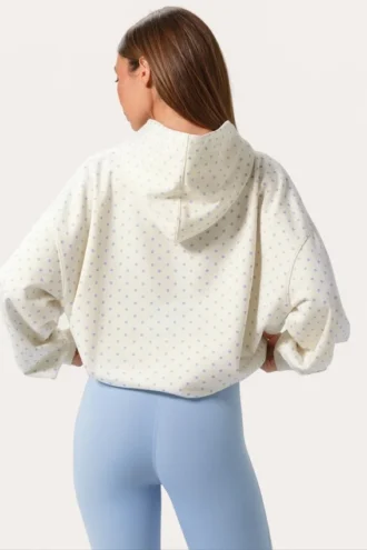 Oversized-hoodie med applikation i färgen Milk Polka Dot
