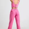 Oversized joggingbyxor i borstad jersey i hot pink