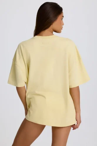 Oversized T-shirt med tryck i citrongult