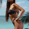 Pacifico Embellished Ruched Cheeky Bikinibyxor i svart
