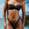 Pacifico Embellished Ruched Cheeky Bikinibyxor i svart