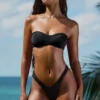 Pacifico Embellished Ruched Cheeky Bikinibyxor i svart