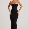 Palermo Embellished Bandeau Cowl Neck Maxiklänning i svart