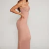 Palermo Maxiklänning med bandeau och cowl-hals i beige